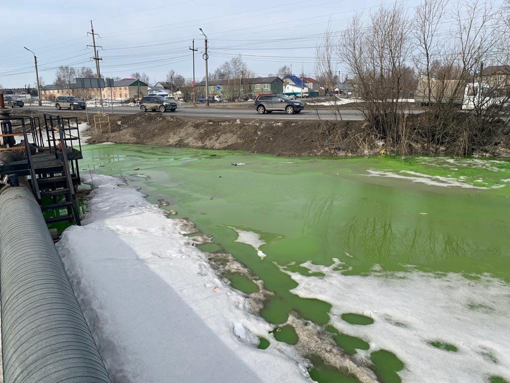 «Кто сделал лужу»: В Нефтеюганске ищут неизвестных, разливших зелёное вещество